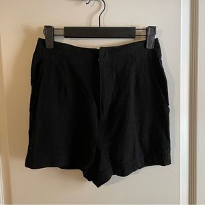 Black linen shorts